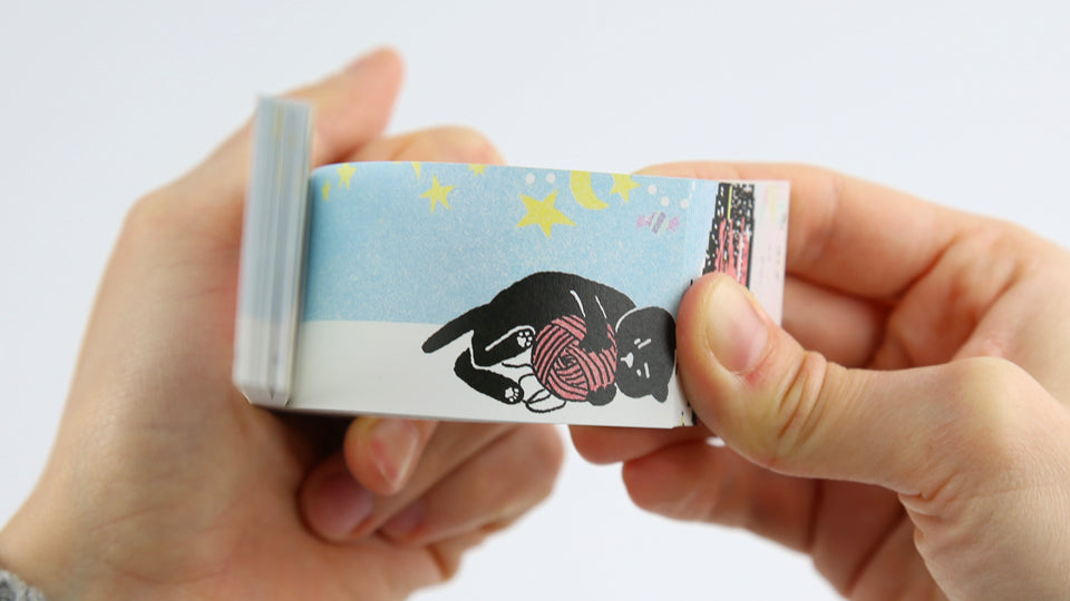 Flip book Cat's Birthday by Harumin Asao, published by Seigensha, Japan.