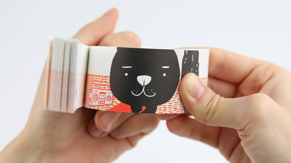 Cute cat flip book "In a Kitten's Way of Greeting" by Japanese artist Harumin Asao, published by Seigensha Art Publishing in 2011.