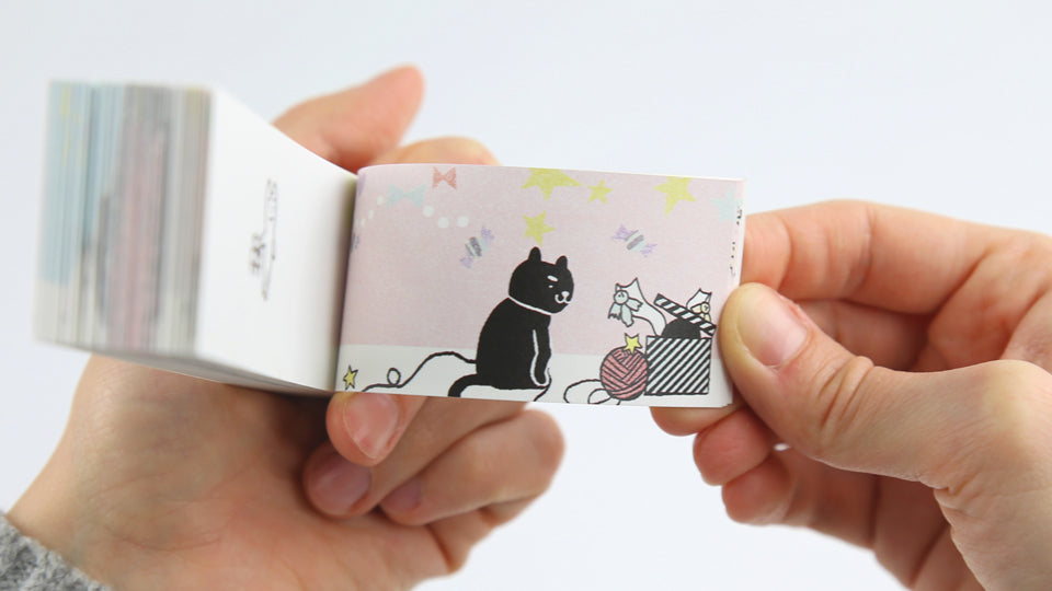 Flip book Cat's Birthday by Harumin Asao, published by Seigensha, Japan.