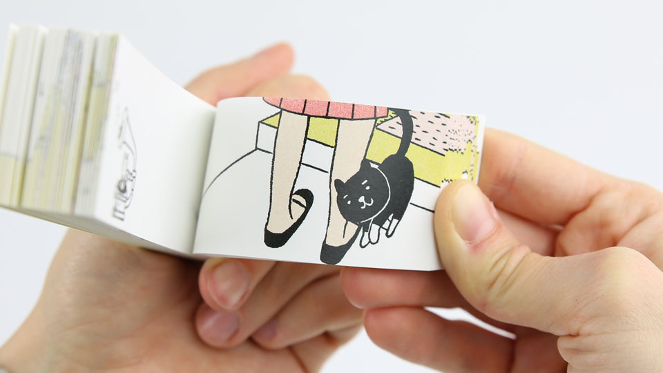 A Cat's Welcome Flipbook by Harumi Asao. Japanese Flipbook by Seigensha.