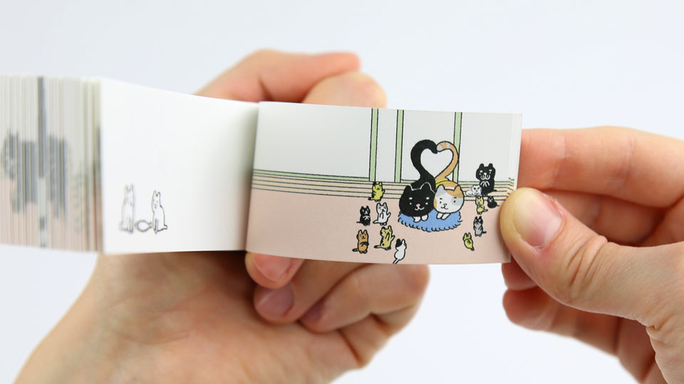 Flip book Cat's Proposal by Harumin Asao, published by Seigensha, Japan.
