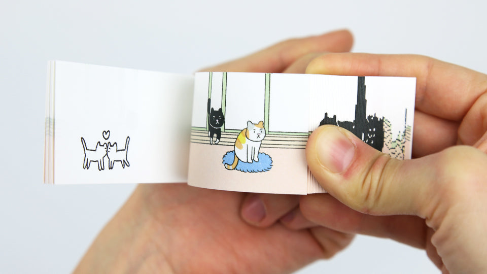 Flip book Cat's Proposal by Harumin Asao, published by Seigensha, Japan.