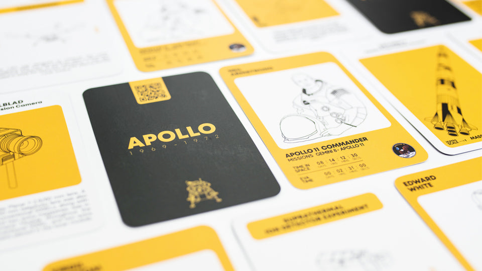 APOLLO 11 COLLECTION - a great gift for space enthusiasts including a double flip book edition with real NASA footage and AR content to discover the mission’s spacecraft. Comes with a set of 70 neatly designed Commemorative Cards.