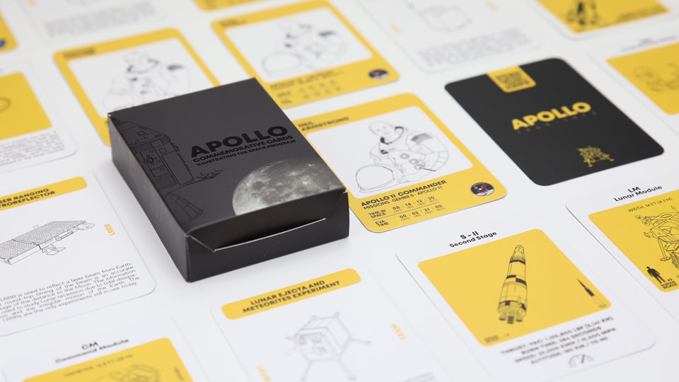 APOLLO 11 COLLECTION - a great gift for space enthusiasts including a double flip book edition with real NASA footage and AR content to discover the mission’s spacecraft. Comes with a set of 70 neatly designed Commemorative Cards.