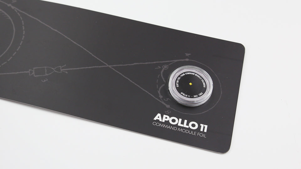 APOLLO 11 FOIL BUNDLE - Exclusive bundle that includes a real fragment of mission-flown Kapton Foil that protected the Columbia Command Module during its re-entry to Earth. A unique collector's item.