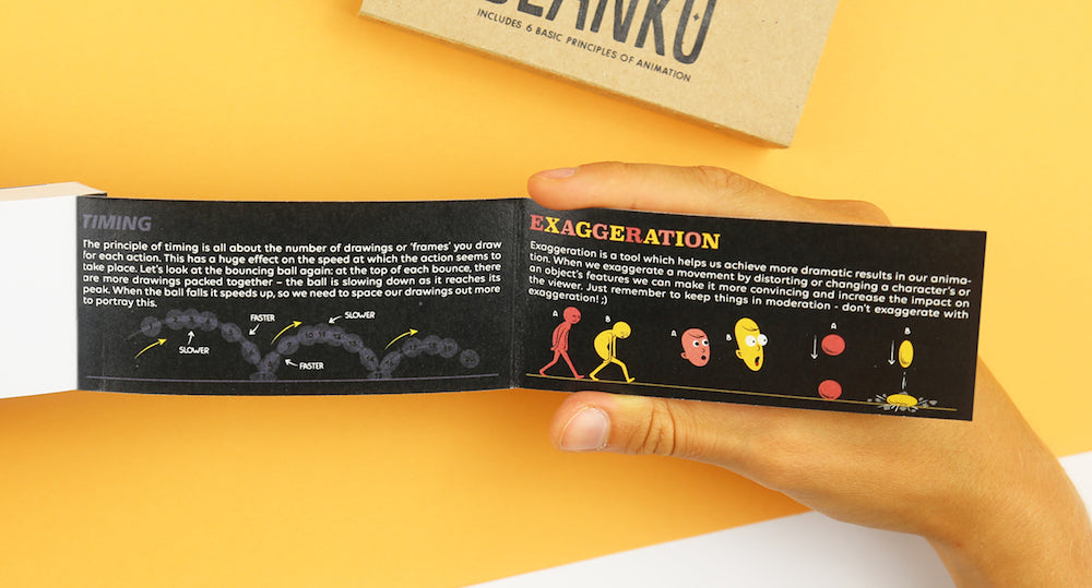 THE BLANKO FLIP BOOK - a blank flip book that helps you learn animation. Includes 6 principles of animation.