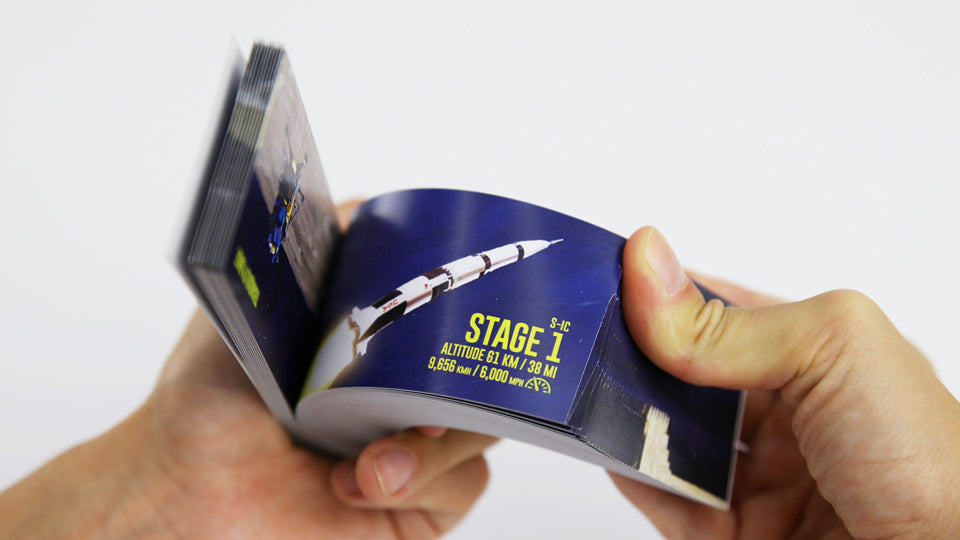 Flip book Apollo 11 by Flipboku with Augmented Reality. Space Gift with original NASA footage.