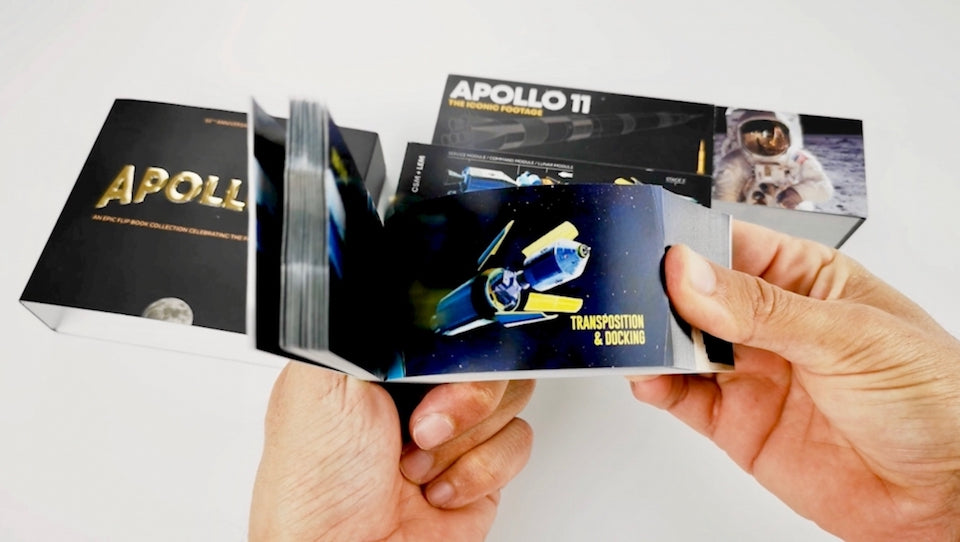 Flip book Apollo 11 by Flipboku with Augmented Reality. Space Gift with original NASA footage.