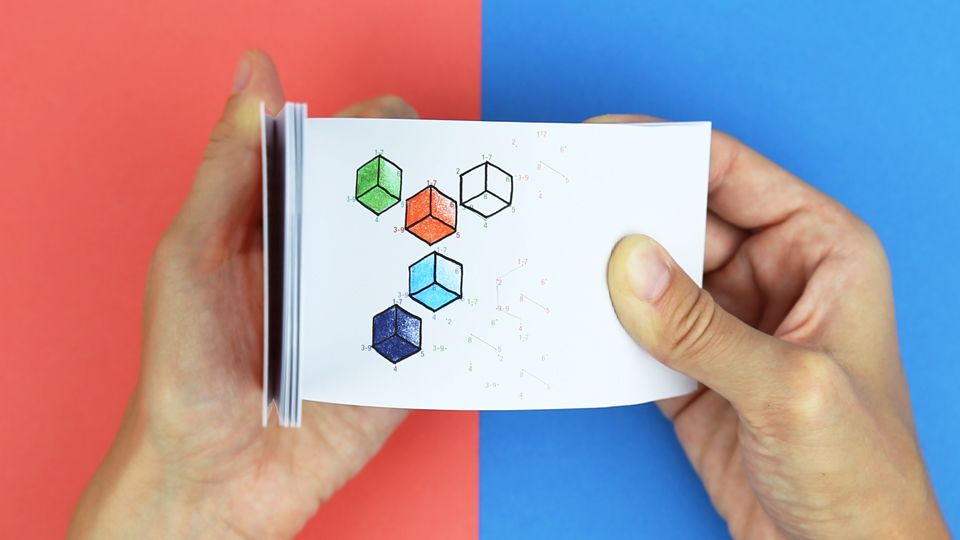 DOTS &amp; LINES, dot-to-dot puzzle flip book by Flipboku. Activity book for adults and children.