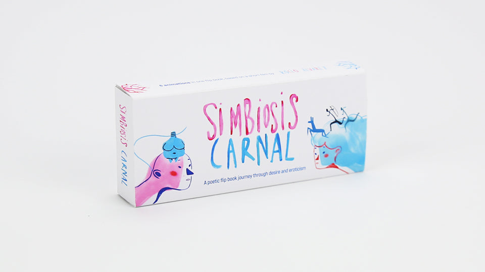 SIMBIOSIS CARNAL – Flip book with 6 different sequences based on the animated short film Simbiosis Carnal by Spanish animation director, illustrator and painter Rocío Álvarez. 